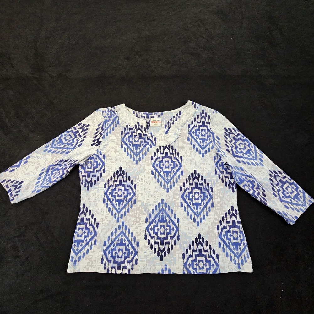 Ruby Rd Favorites Petite White 3/4 Sleeve Cotton Spandex T-Shirt Women's PL